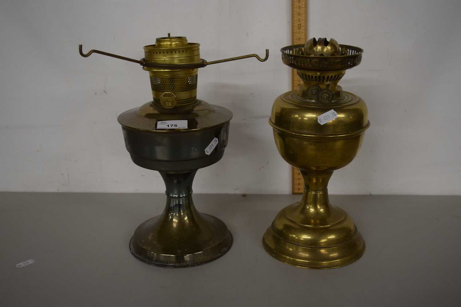 Two brass oil lamps