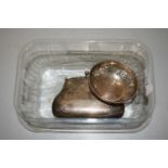 Small silver bonbon dish together with a silver plated purse