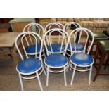 Set of six metal framed cafe chairs