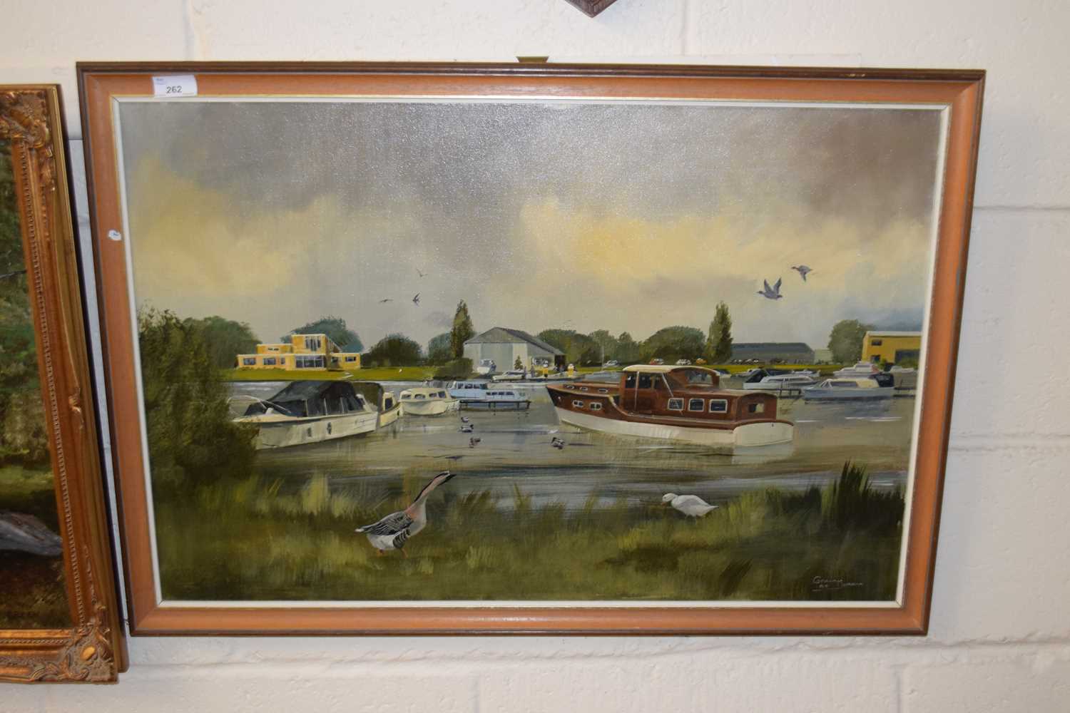 Graham Morgan, study of a boatyard, oil on canvas