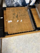 A wooden hand guilotine and an image sizer