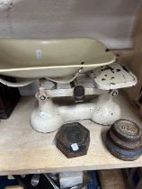 Vintage kitchen scales and weights