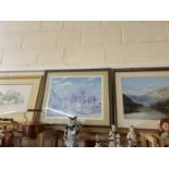 Group of three coloured prints to include the River Tay, geese before a country house and a
