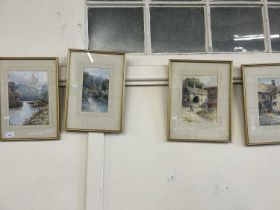 Four watercolour landscapes, framed and glazed