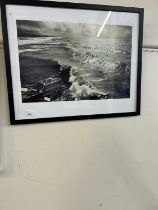 Photographic print of waves, framed and glazed