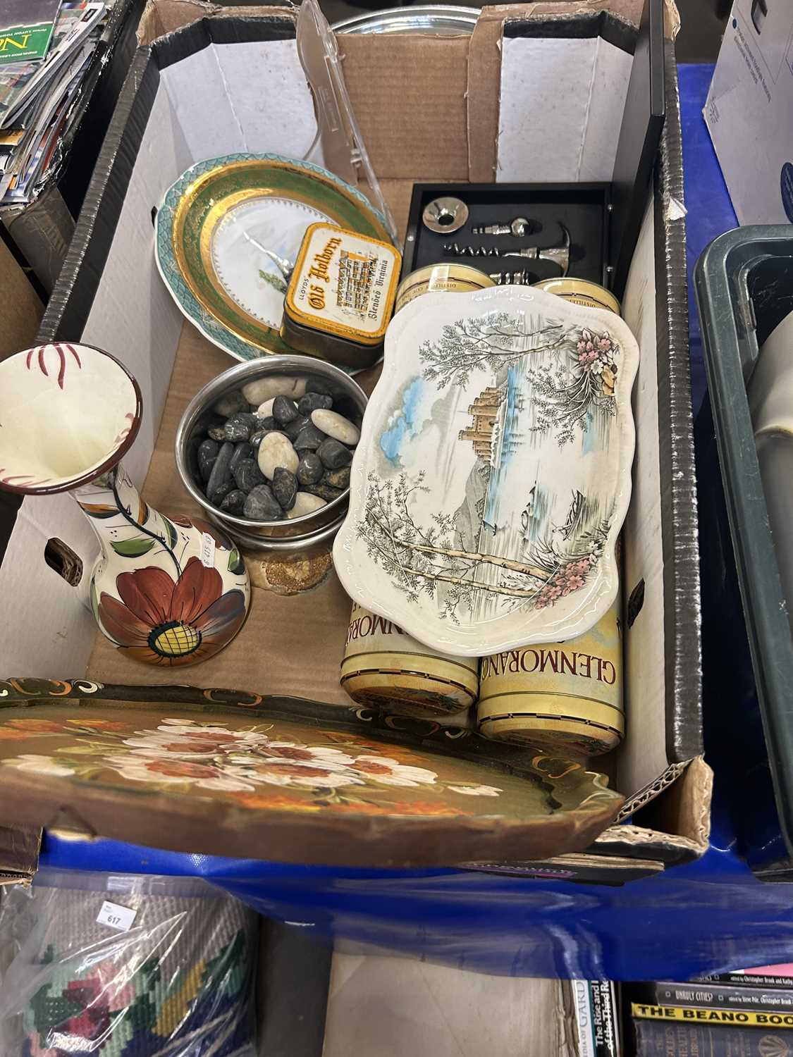 Mixed Lot: Ceramics, painted tray, collectors tins etc