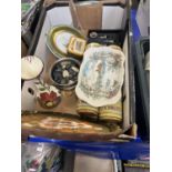 Mixed Lot: Ceramics, painted tray, collectors tins etc