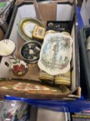 Mixed Lot: Ceramics, painted tray, collectors tins etc
