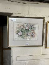 Floral study of a passion flower by Gwenn Jones, watercolour, framed and glazed