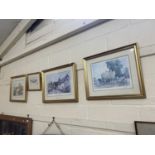 Four reproduction landscape prints, gilt frames, glazed