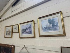 Four reproduction landscape prints, gilt frames, glazed