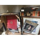 Two boxes of assorted ephemera, Coronation Street memorabilia etc