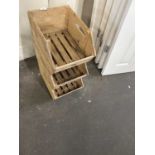 Three stacking wooden storage boxes