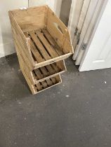 Three stacking wooden storage boxes