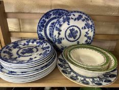 Mixed Lot: Blue and white dinner wares and others
