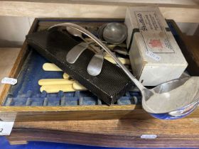 Canteen of silver plated and celuloid cutlery plus further loose