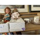 Mixed Lot: Boxed vintage doll together with royalty ceramics and other items