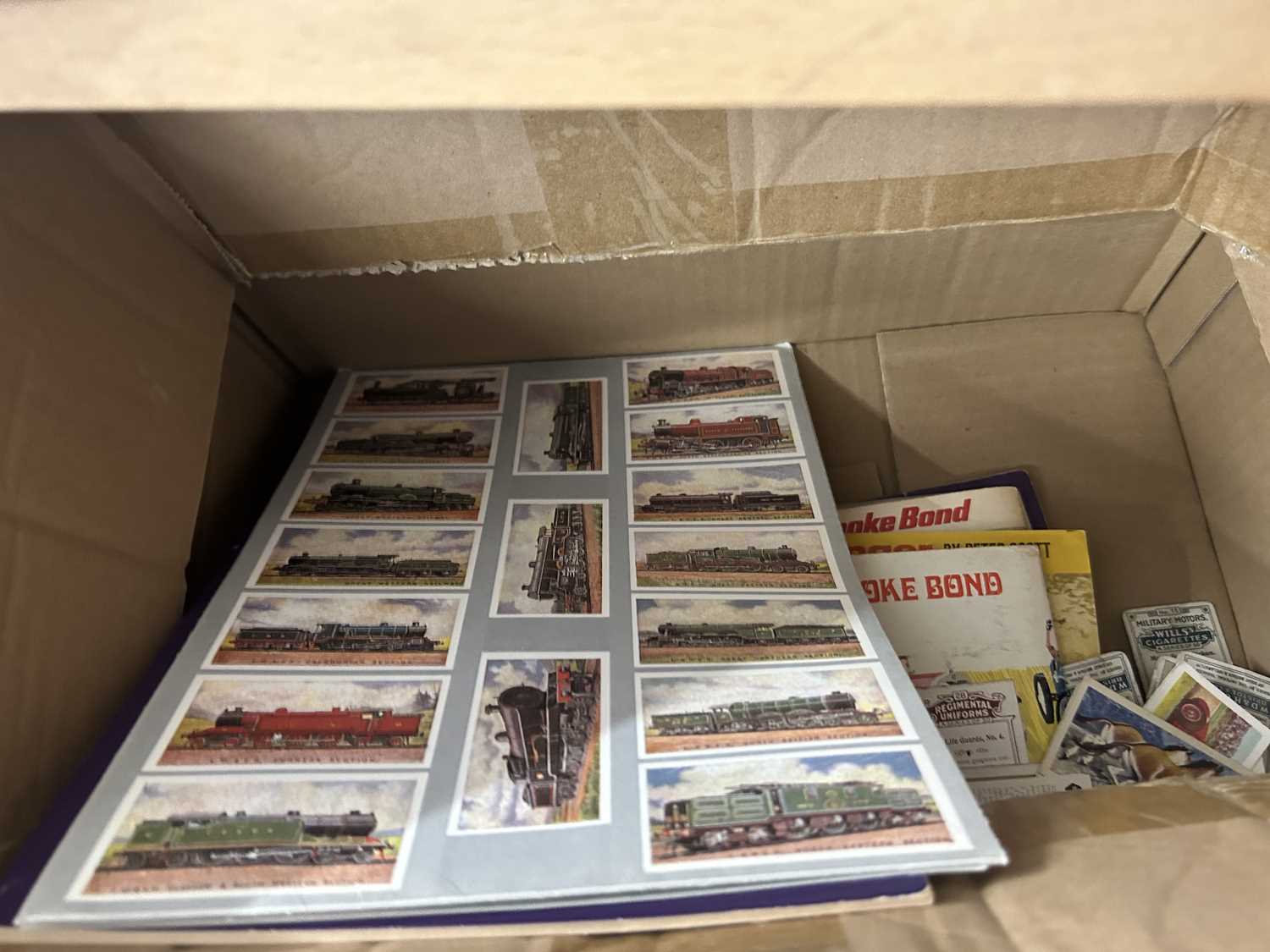 Box of various Brooke Bond and cigarette cards