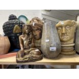 Mixed Lot: Buddha, ceramic busts, vases etc