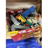 Box of various assorted toy vehicles