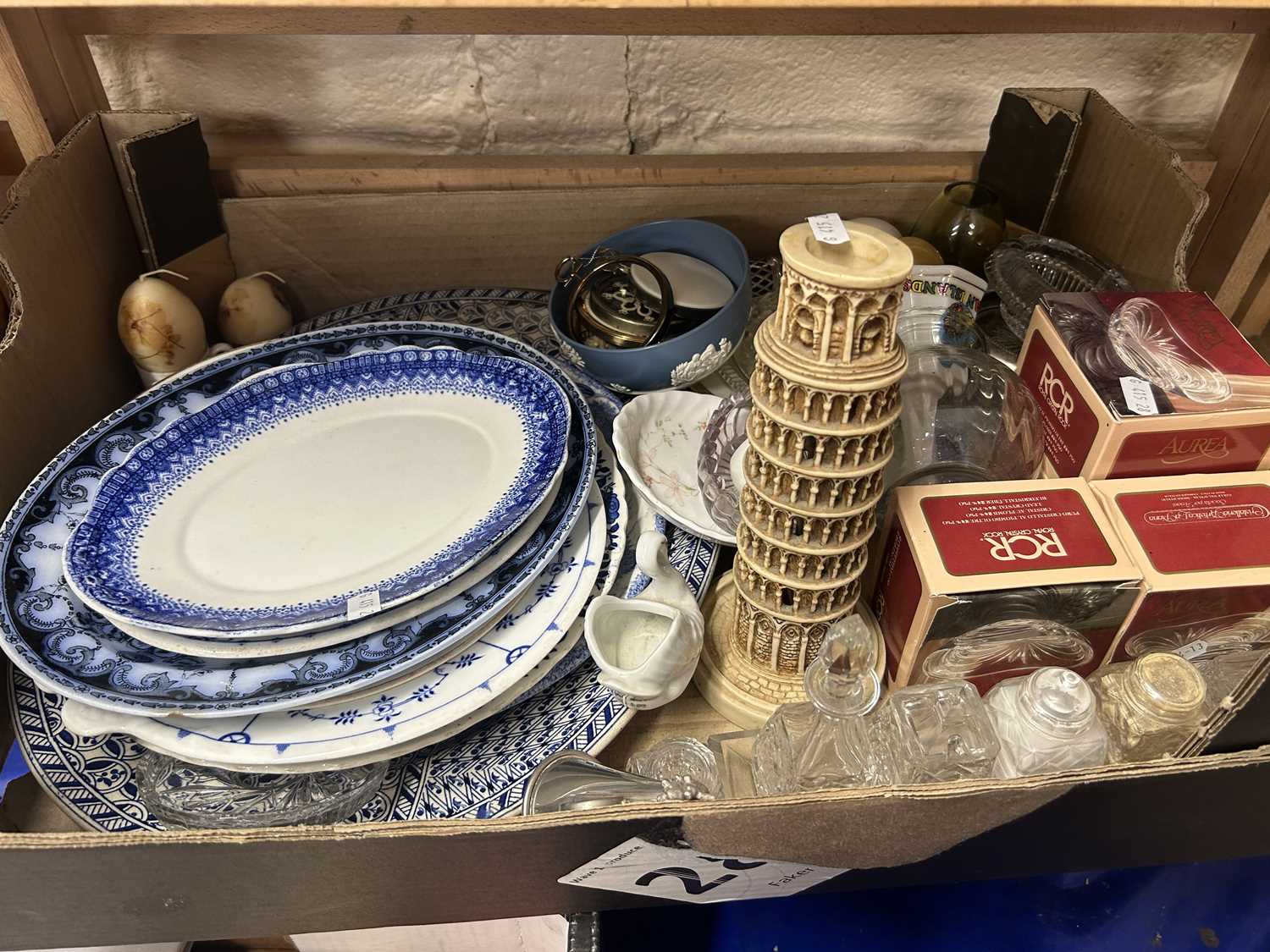 Box of various assorted dinner wares and other items