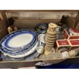 Box of various assorted dinner wares and other items