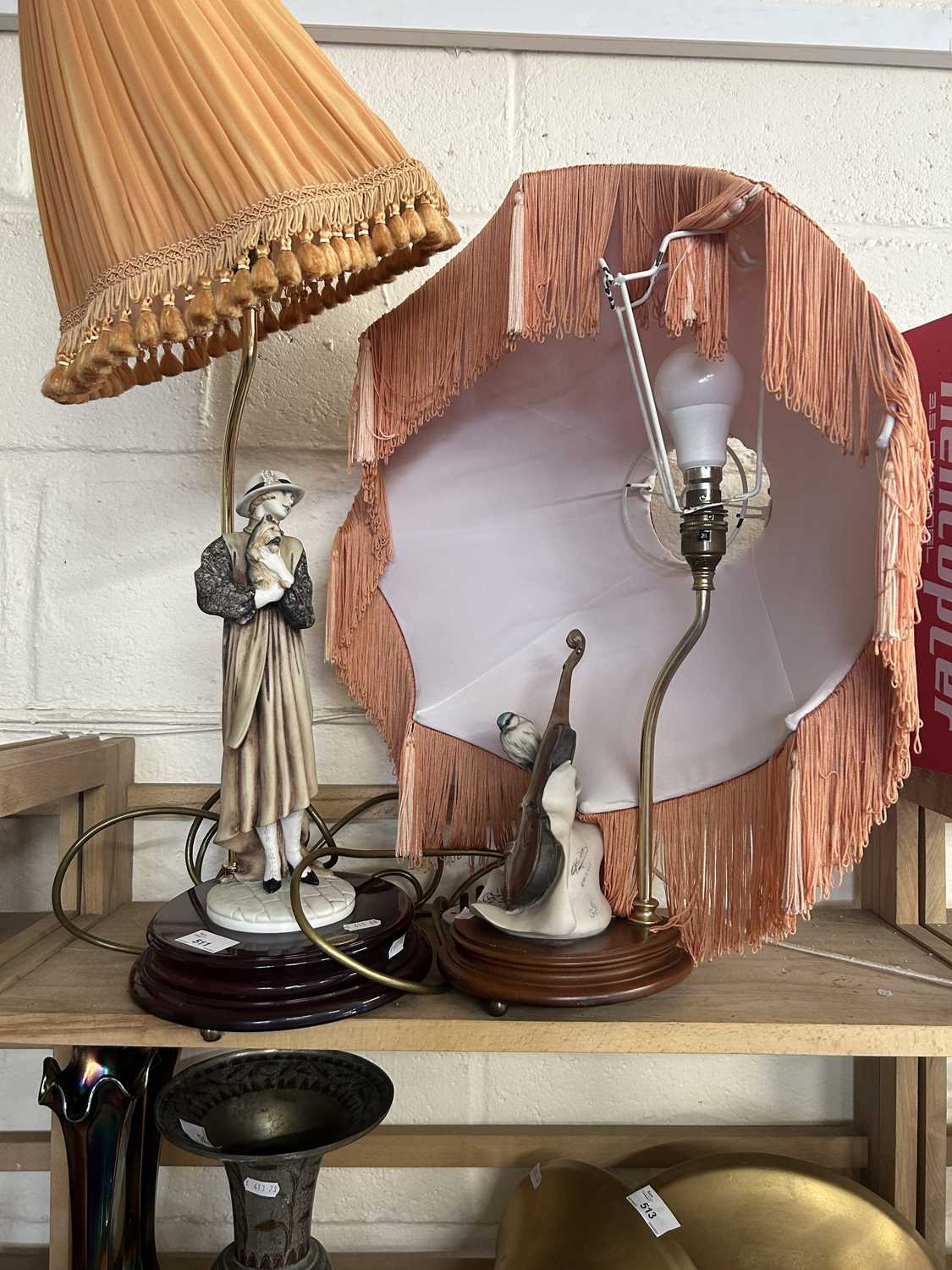 Two modern table lamps, one marked Florence