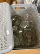 Grey storage box and a quantity of glass ware