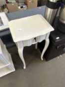 Cream painted single drawer side table