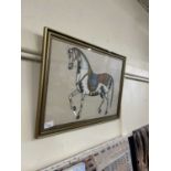 Eastern style painting of a grey horse, framed and glazed