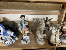 Quantity of assorted figurines, glass and a book end