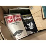Non fiction books on guns and gun control, mixture of paperback and hardback