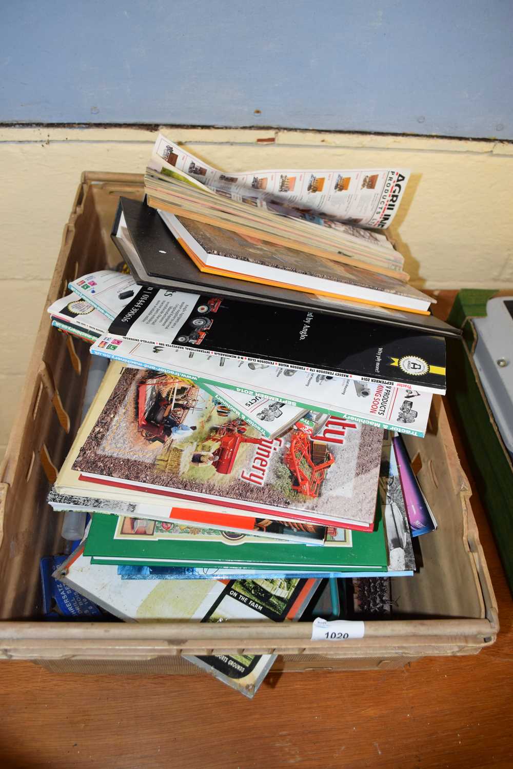 Mixed box to include farm magazines and books together with various tools