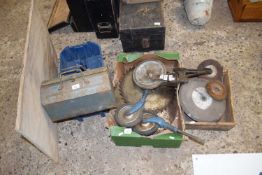 Mixed lot to include grinding discs, saw blades, tool boxes etc