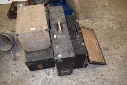 Four wooden tool boxes