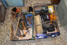 Two boxes of mixed tools, car spares etc