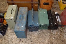 Five metal tool boxes