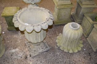 A pair of composite tulip planters (a/f - one base missing)