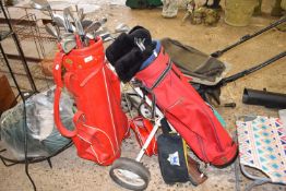Two golf bags etc including clubs