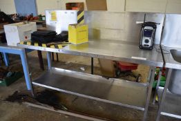 A stainless steel preparation table