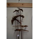 Iron garden sculpture, swallows on sticks