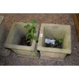 Pair of decorative square garden planters