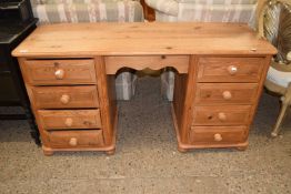 A modern pine twin pedestal desk or dressing table