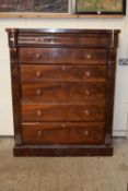 A large Victorian mahogany Scotch style seven drawer chest