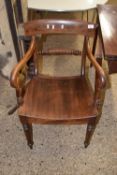 19th Century bar and rope back mahogany Carver chair