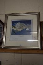 Gary Blythe, coloured print The Conquest of Everest, signed in pencil by the artist and Sir Edmund