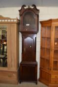 A 19th Century mahogany and oak long case clock case, no movement, aperture for dial is 14x19.75