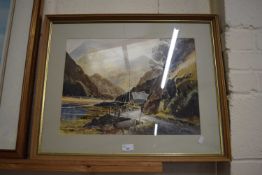 Grieg Hall, study of Kinloch Harbour, watercolour, framed and glazed