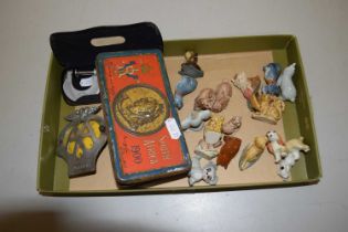 Mixed Lot: Wade whimsies, quantity of small military cap badges, vintage AA badge and a micrometer
