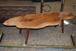 A live edge wood coffee table